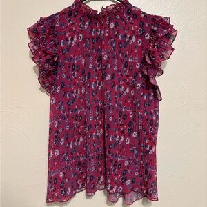 Anthropologie Pink Floral Blouse